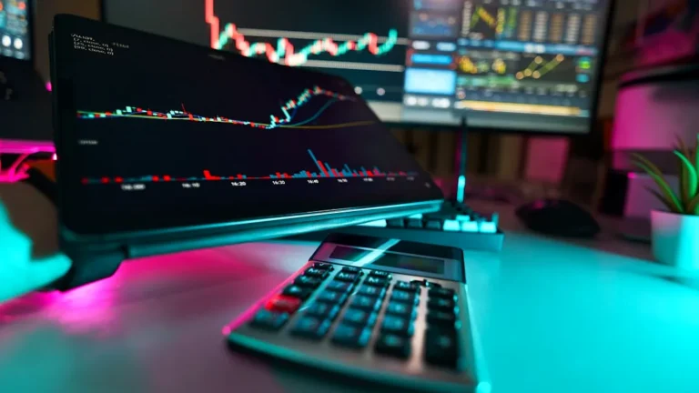 A desk with a keyboard and a monitor